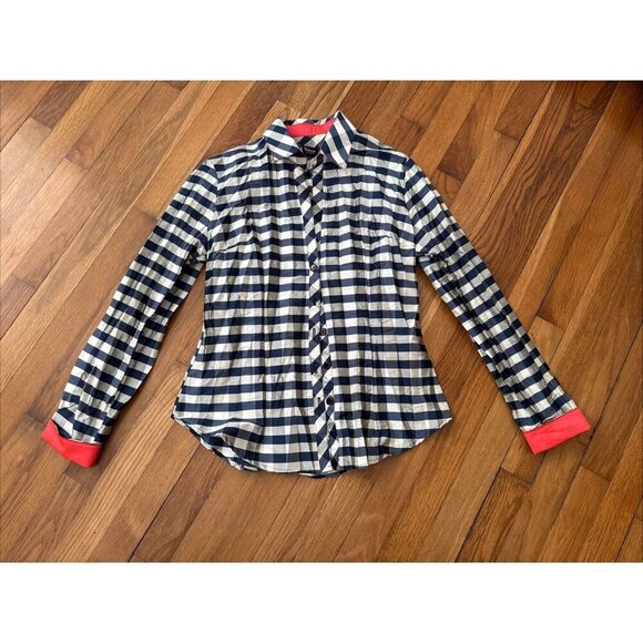 Beluva Tops - Beluva San Francisco Women's Button Up Long Sleeve Blue Plaid Shirt Size Small